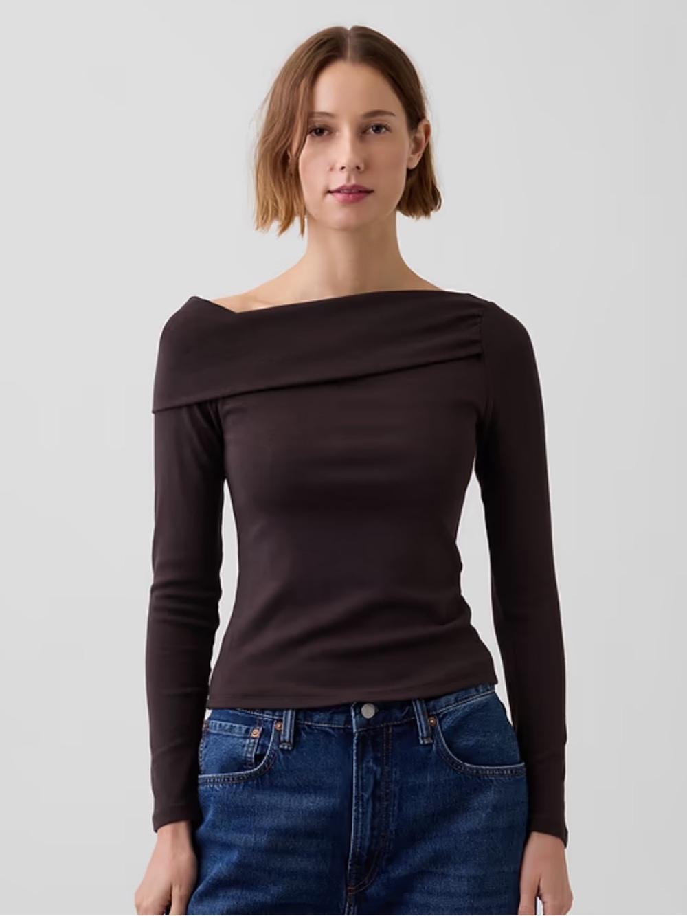 Gap Brown Off-Shoulder Long Sleeve Top New with Tags — Size S